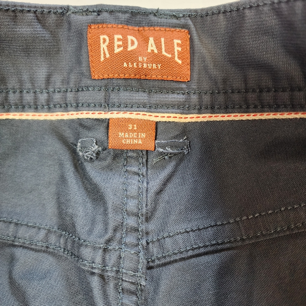Red Ale Micro Corduroy Chino Shorts Navy Flat Front Casual Mens Size 31x11 - Picture 4 of 10